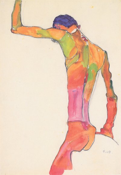 Male Nude with Raised Arm by Egon Schiele